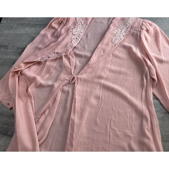 Vintage Victoria's Secret Gold Label Robe‎ Small Pink Lace Padded Shoulders 80s - Picture 8 of 16